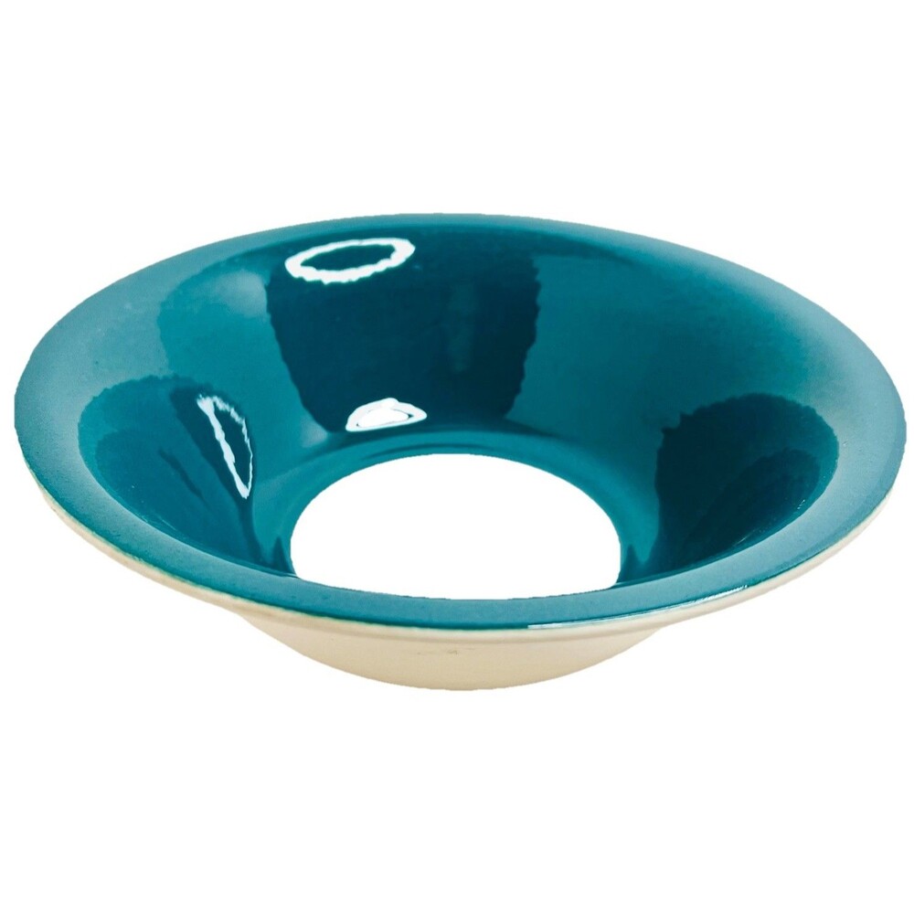 Vintage Teal Blue Stoneware Pasta Bowl 8.5" Shallow Coupe Salad Serving Bowl
